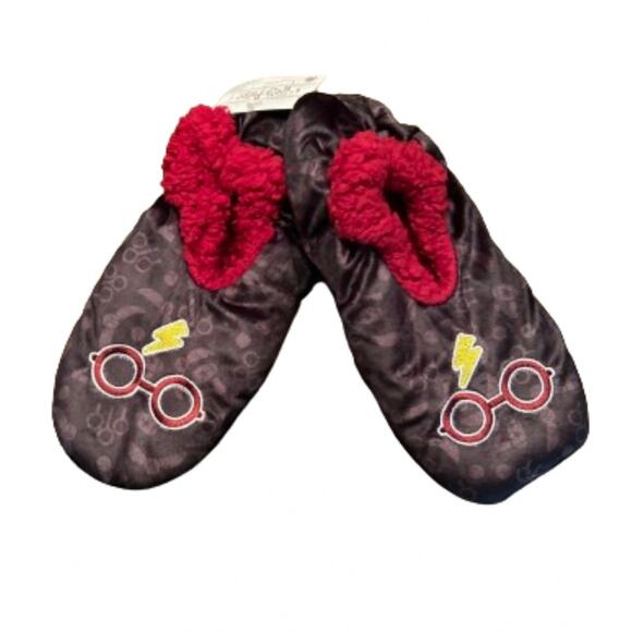 Harry Potter Embroidered Slippers Faux Fur Lining Women’s M/L Shoe Size 8-10 NWT - Picture 1 of 7